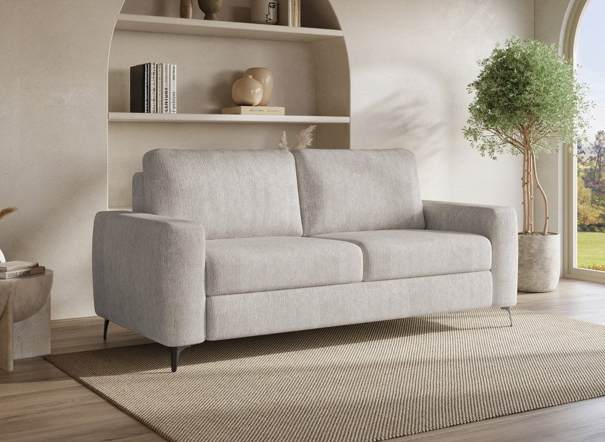 Canapé convertible express 3 places en velours chiné beige NONA