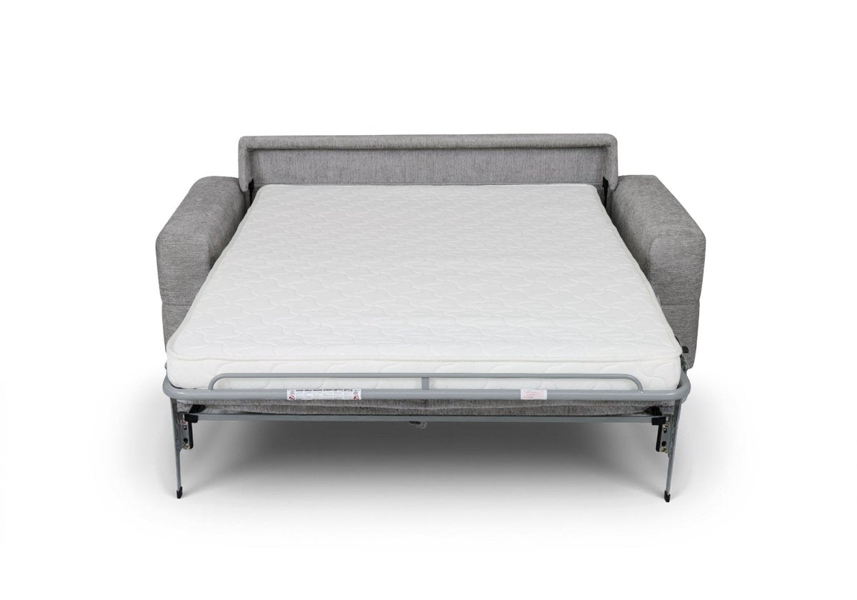 Canapé convertible express 3 places en velours chiné gris clair AMAURY