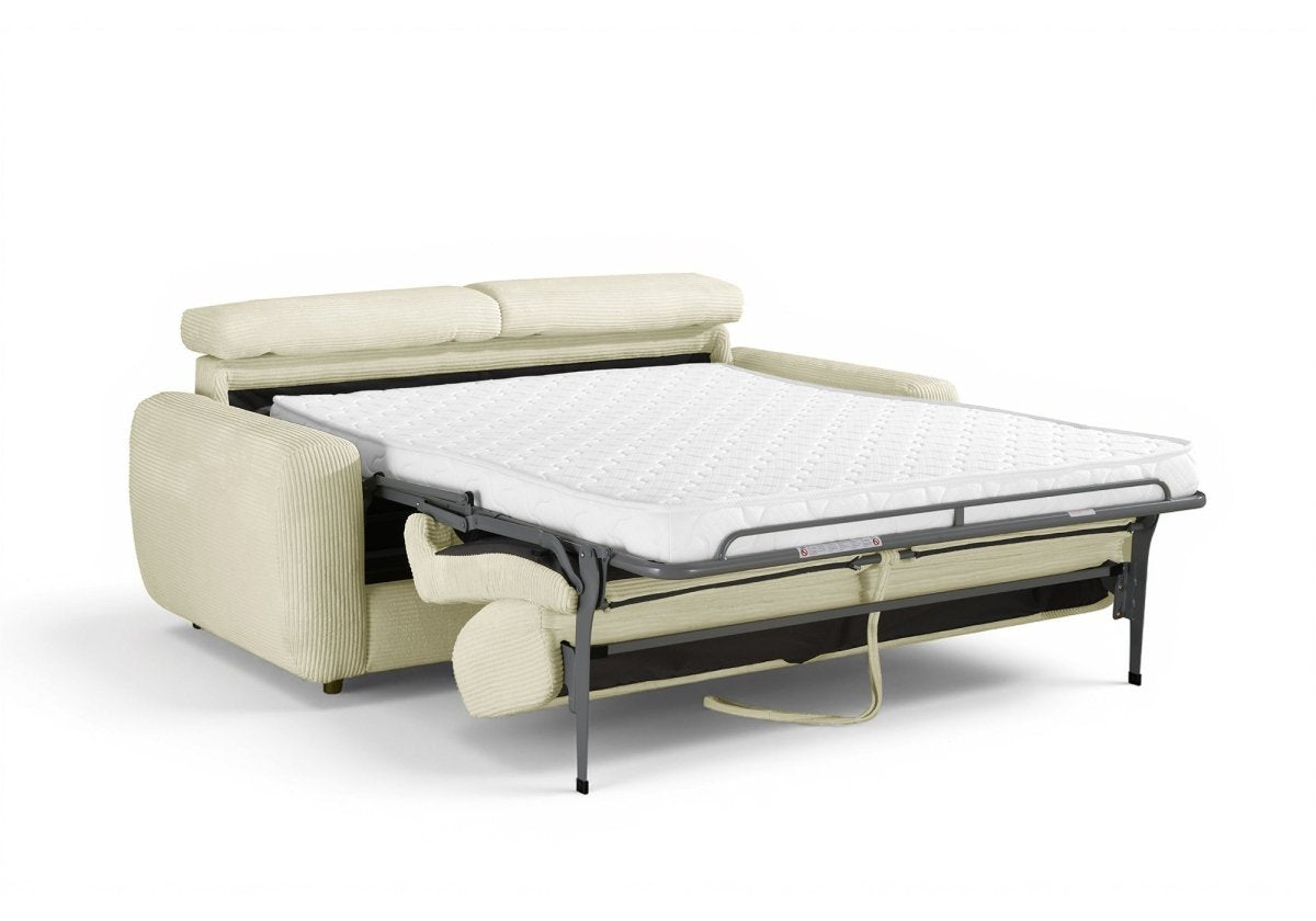 Canapé convertible express 3 places en velours côtelé beige TOGO