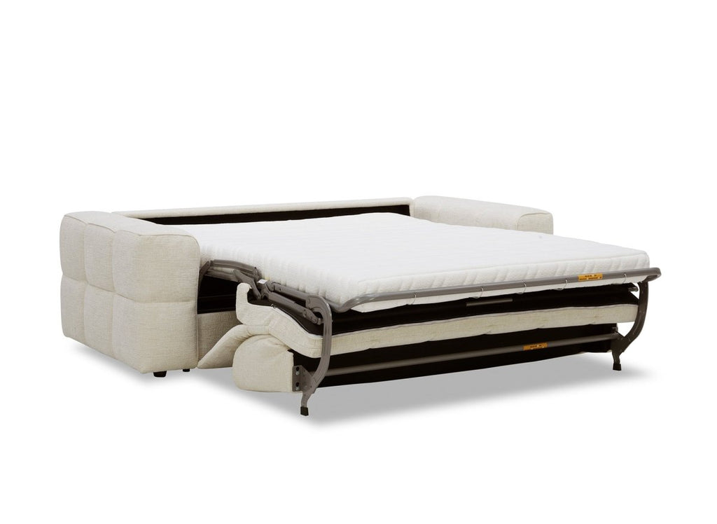 Canapé convertible express 3 places en velours texturé beige BASILE