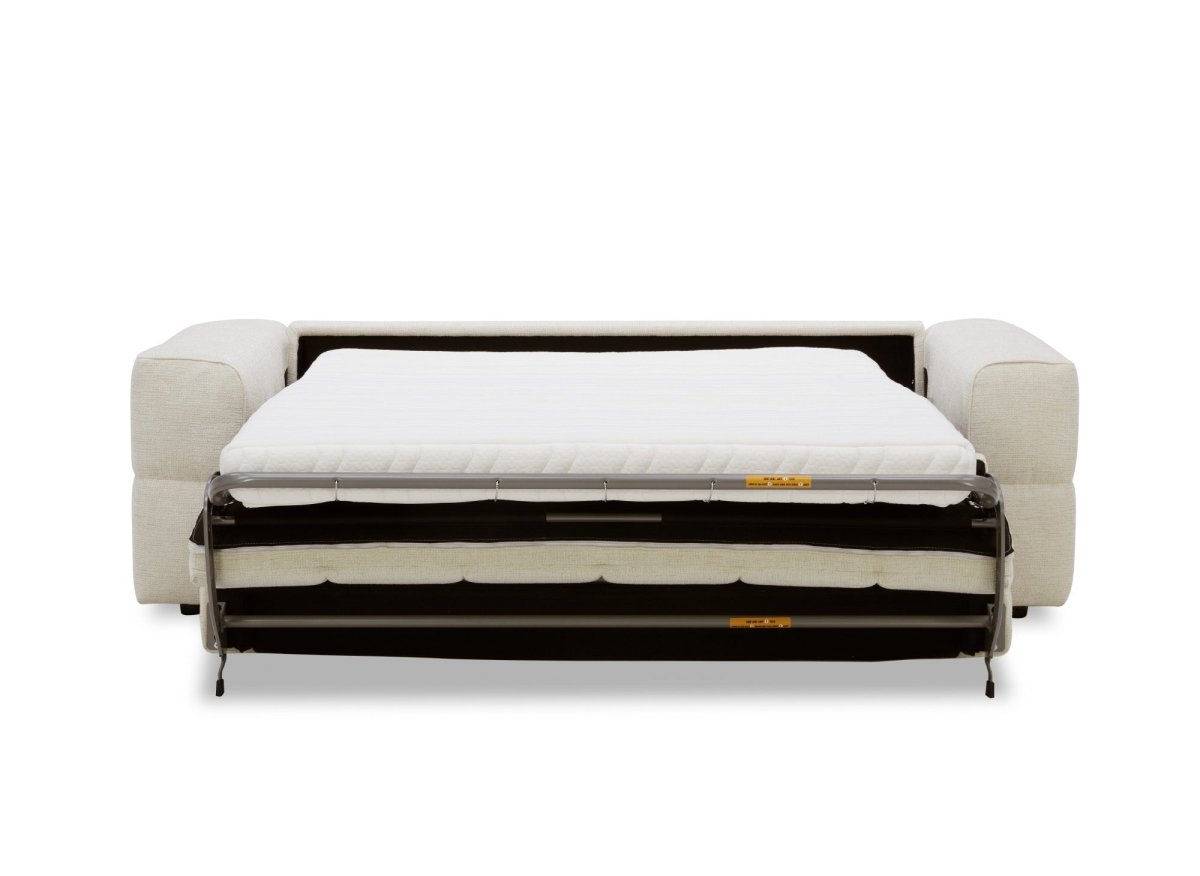 Canapé convertible express 3 places en velours texturé beige BASILE