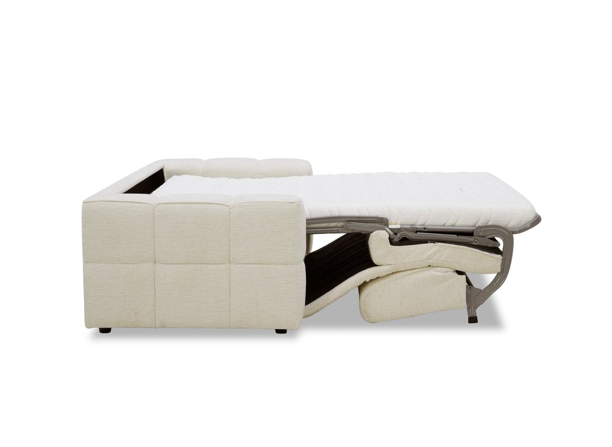 Canapé convertible express 3 places en velours texturé beige BASILE