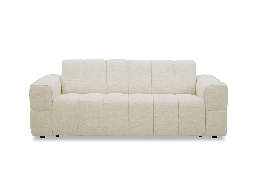 Canapé convertible express 3 places en velours texturé beige BASILE