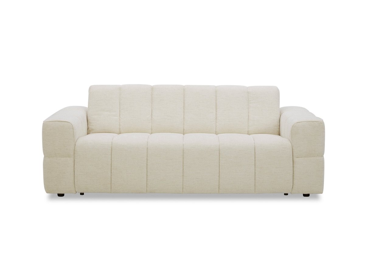 Canapé convertible express 3 places en velours texturé beige BASILE