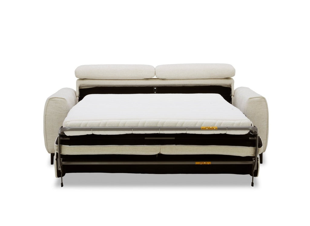Canapé convertible express 3 places en velours texturé beige CALEB