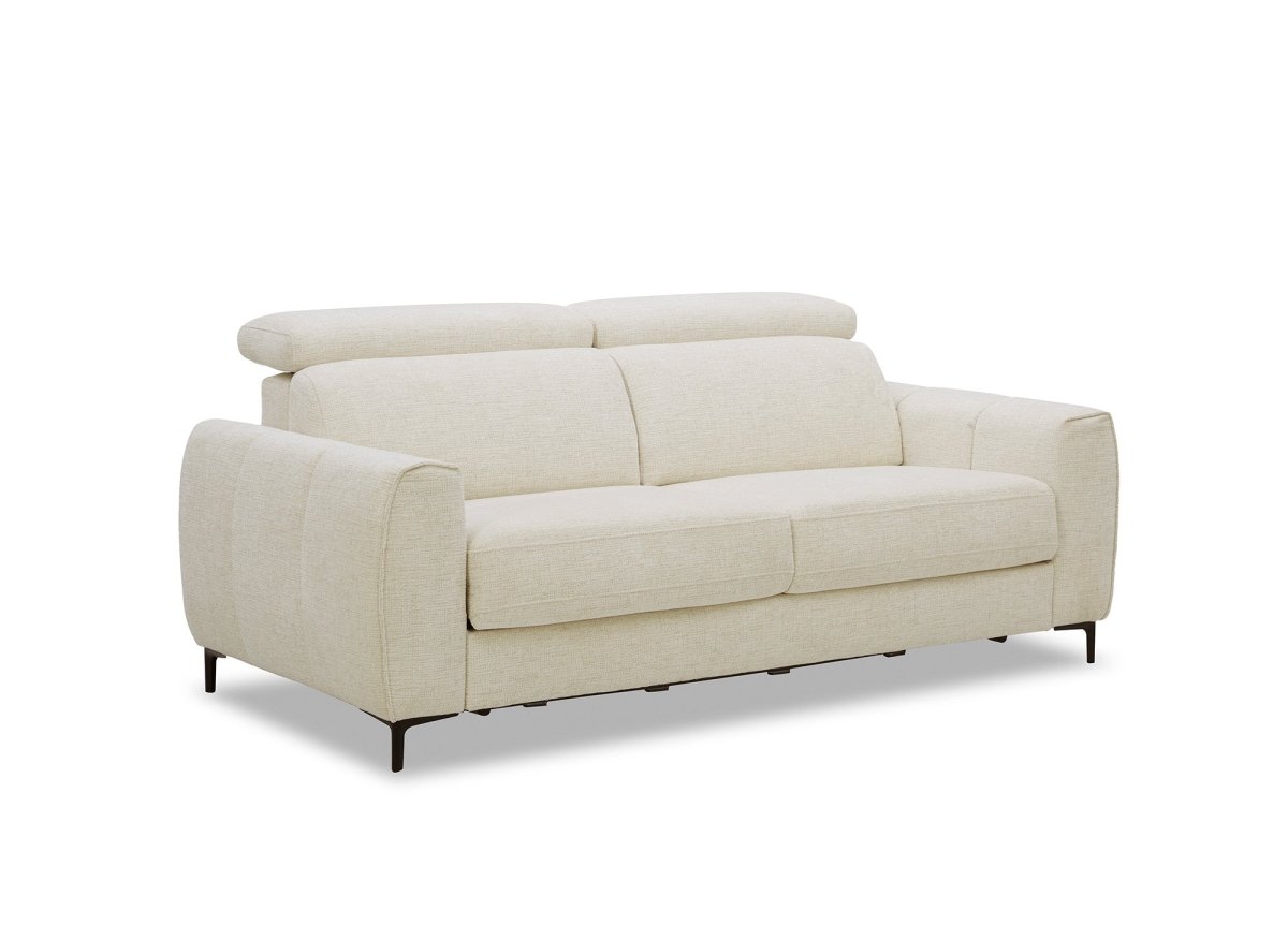 Canapé convertible express 3 places en velours texturé beige CALEB