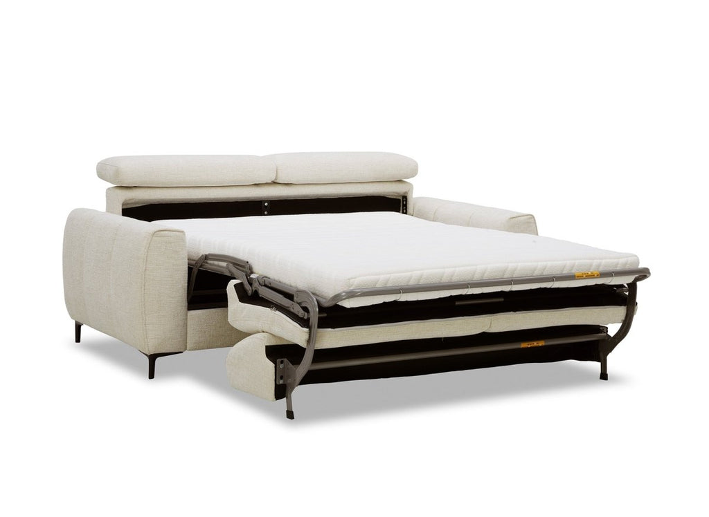 Canapé convertible express 3 places en velours texturé beige CALEB