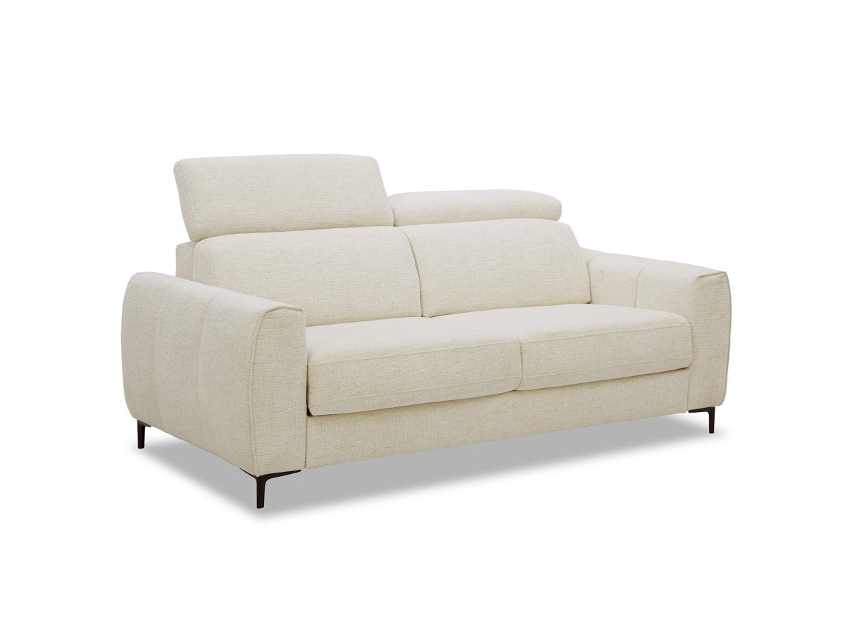 Canapé convertible express 3 places en velours texturé beige CALEB