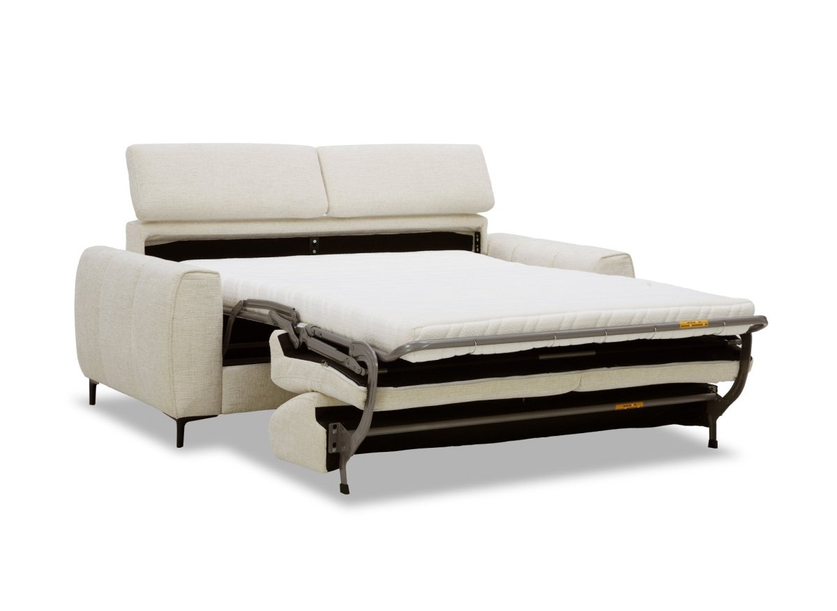 Canapé convertible express 3 places en velours texturé beige CALEB