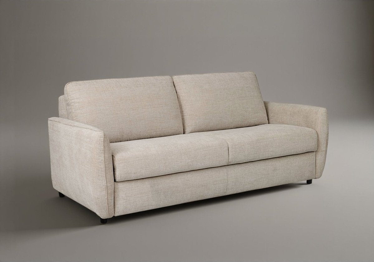 Canapé convertible express 3 places en velours texturé beige CHIARA