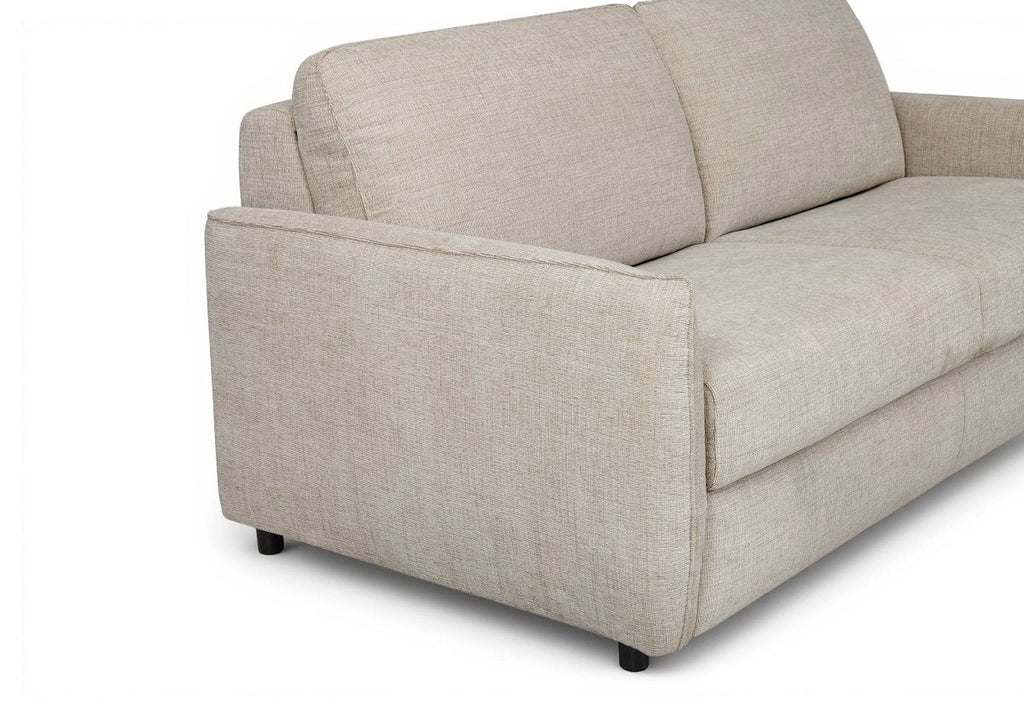 Canapé convertible express 3 places en velours texturé beige CHIARA