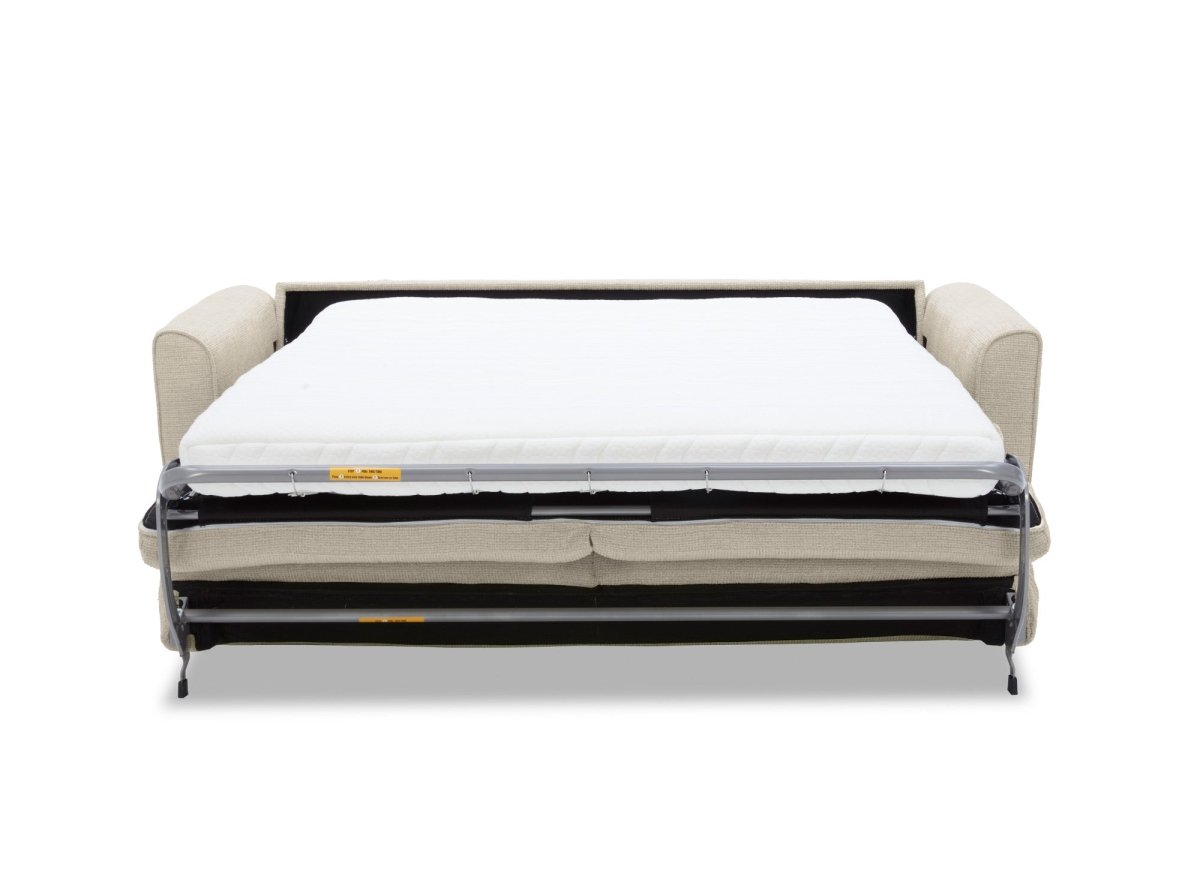 Canapé convertible express 3 places en velours texturé beige KALIANA