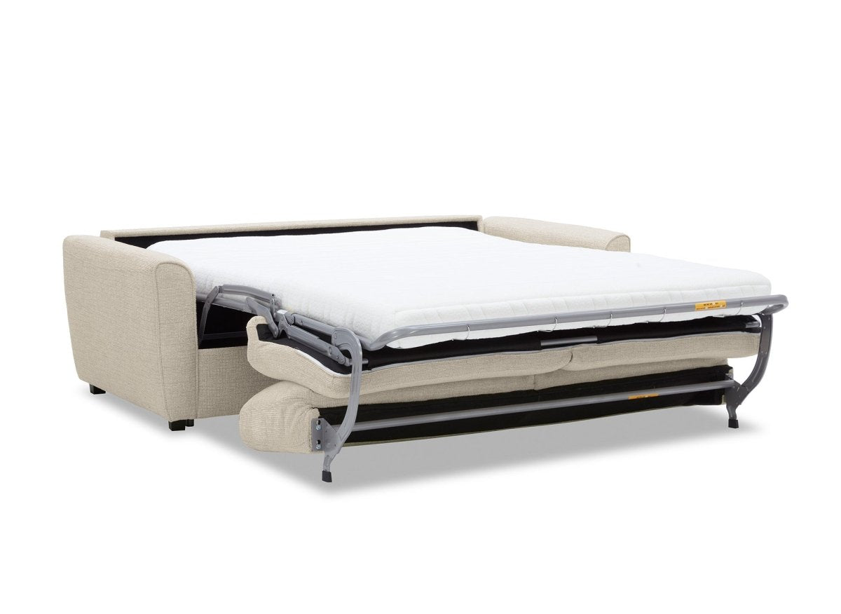 Canapé convertible express 3 places en velours texturé beige KALIANA