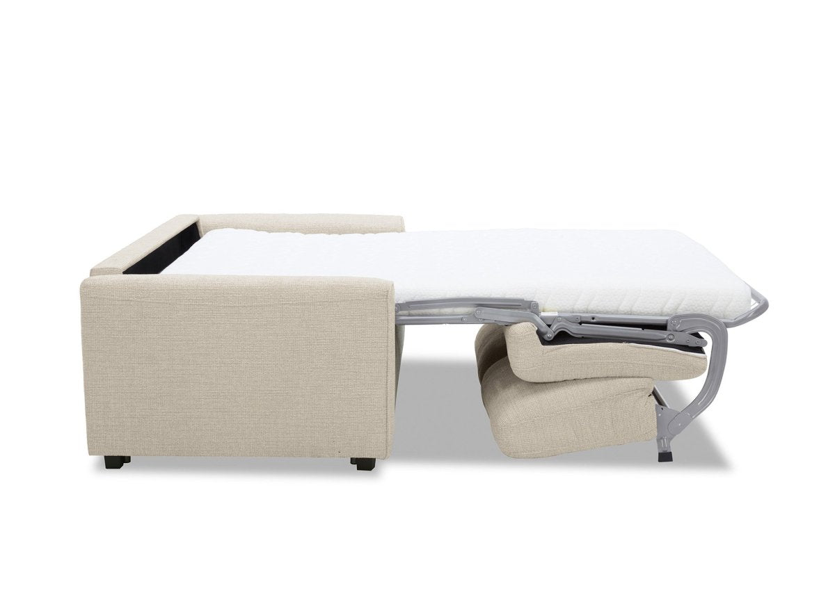 Canapé convertible express 3 places en velours texturé beige KALIANA