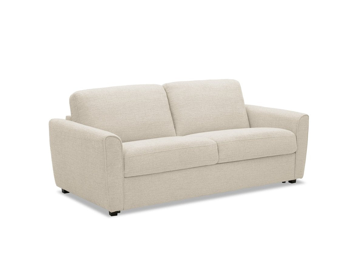 Canapé convertible express 3 places en velours texturé beige KALIANA