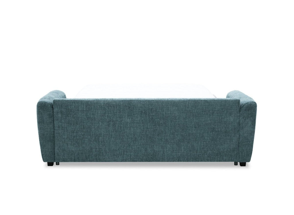 Canapé convertible express 3 places en velours texturé bleu KALIANA