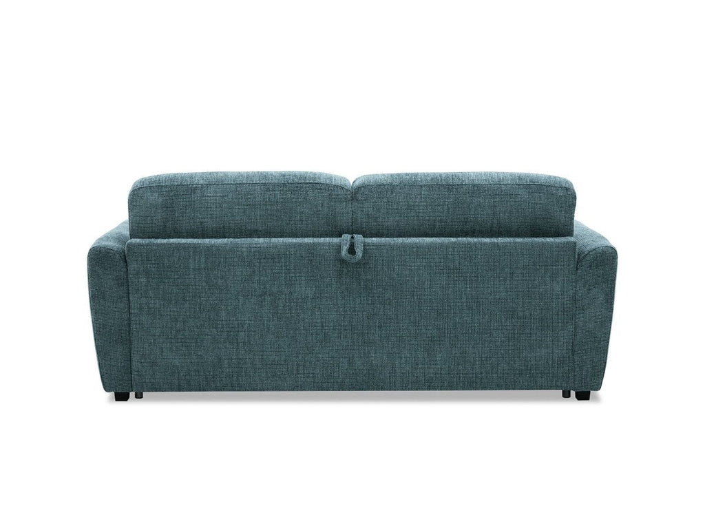 Canapé convertible express 3 places en velours texturé bleu KALIANA