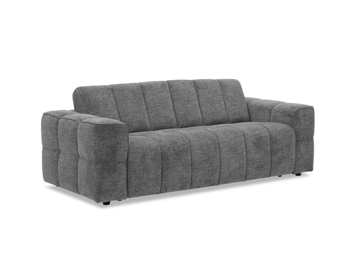 Canapé convertible express 3 places en velours texturé gris BASILE