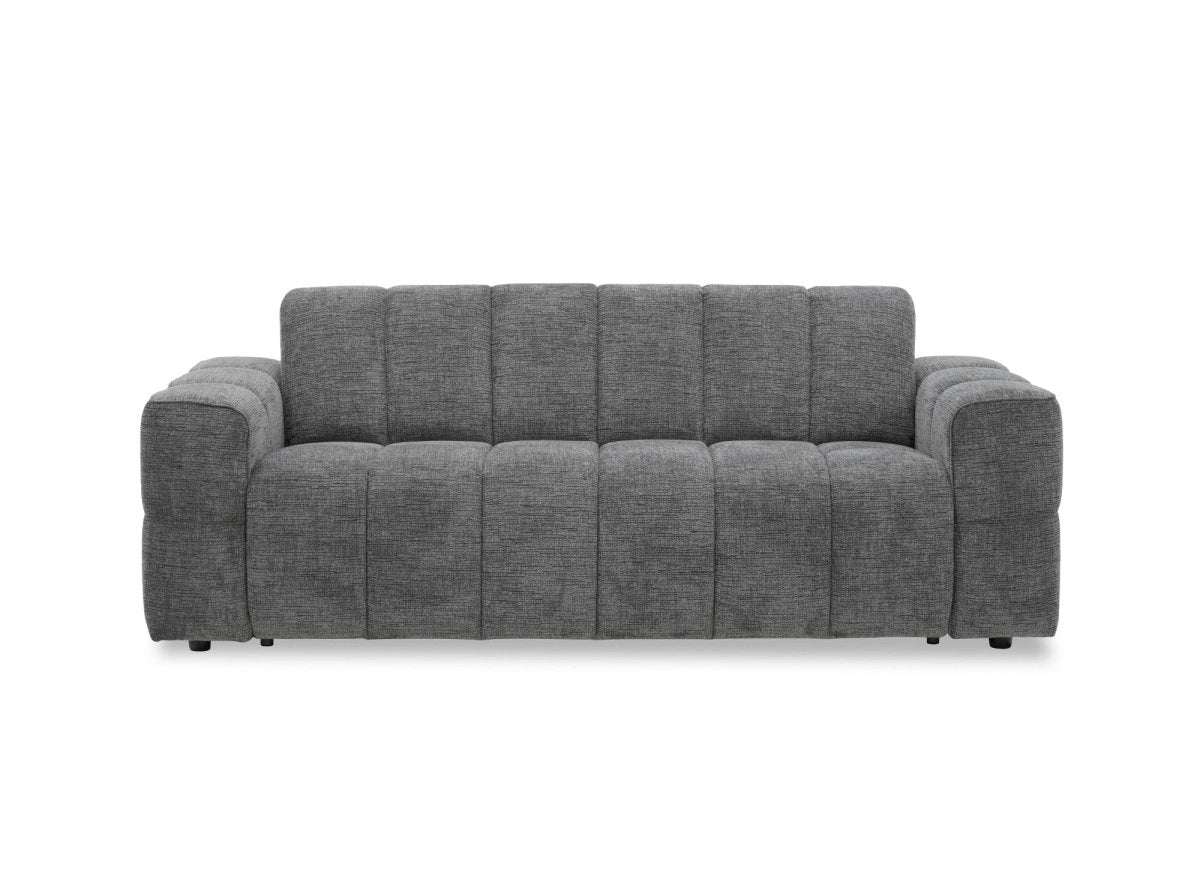 Canapé convertible express 3 places en velours texturé gris BASILE
