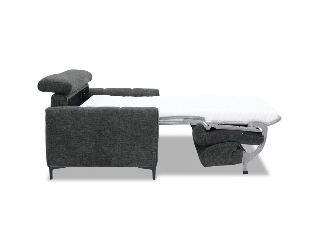 Canapé convertible express 3 places en velours texturé gris CALEB