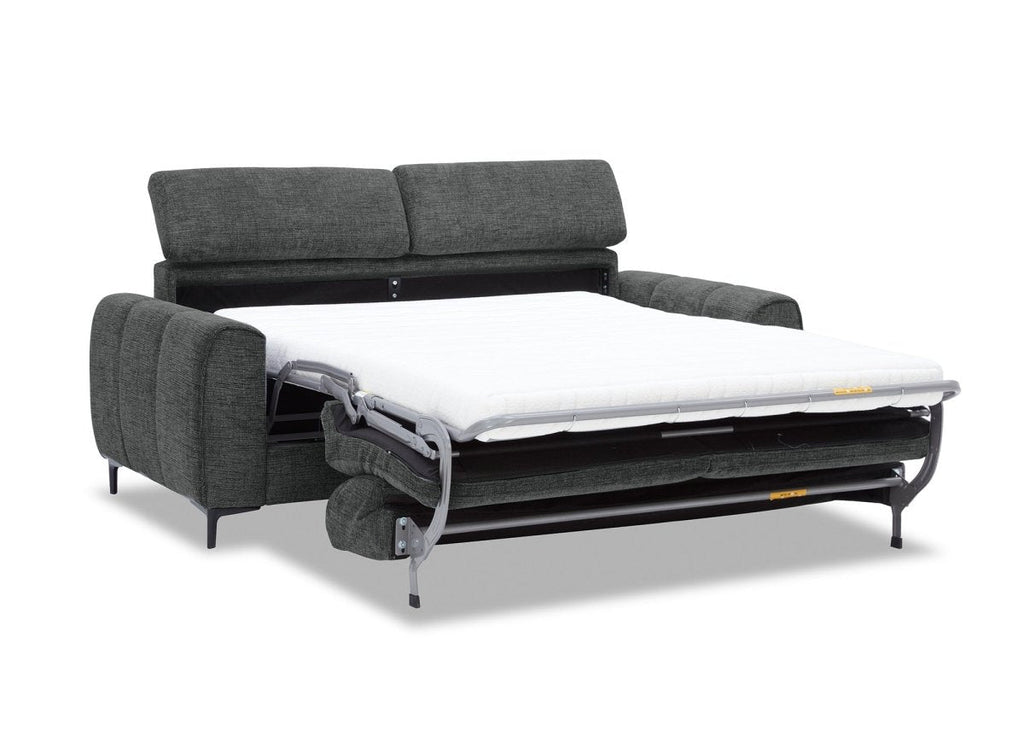 Canapé convertible express 3 places en velours texturé gris CALEB