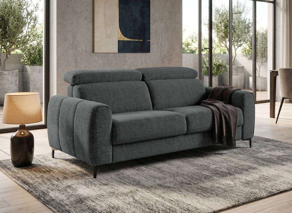Canapé convertible express 3 places en velours texturé gris CALEB