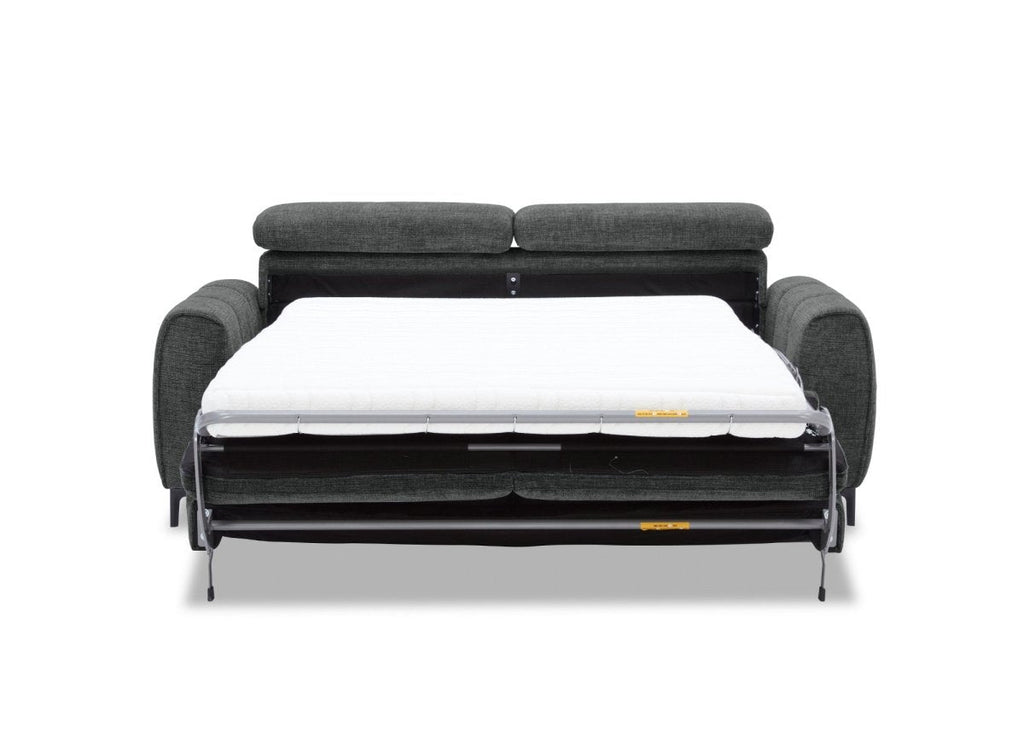 Canapé convertible express 3 places en velours texturé gris CALEB