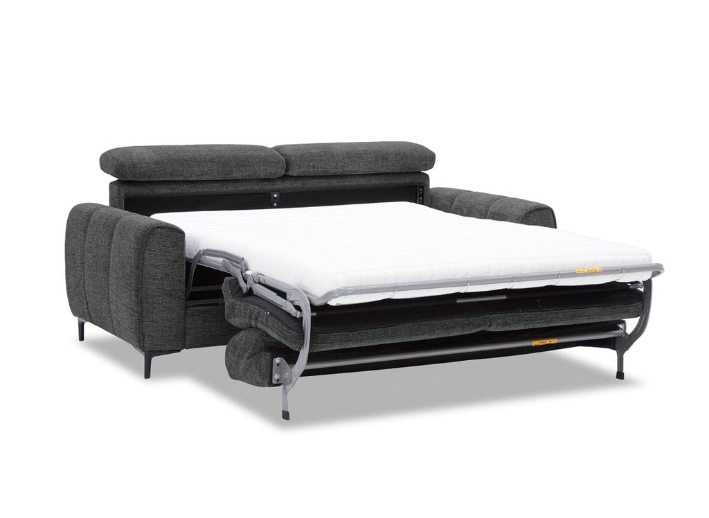 Canapé convertible express 3 places en velours texturé gris CALEB