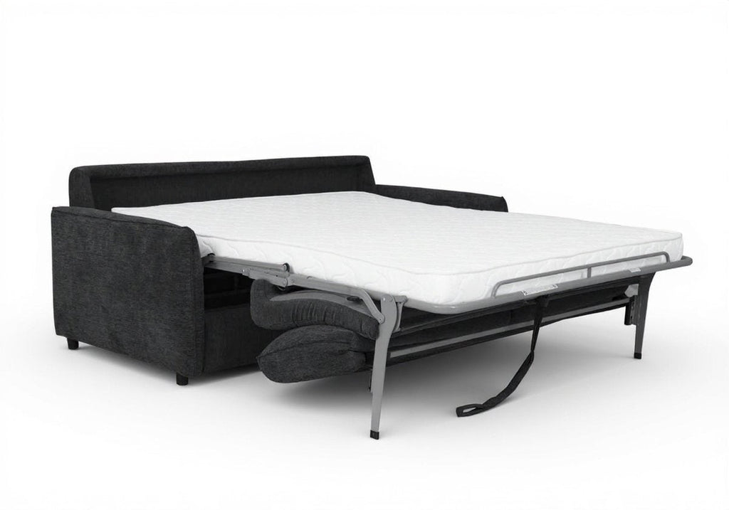Canapé convertible express 3 places en velours texturé gris foncé CHIARA