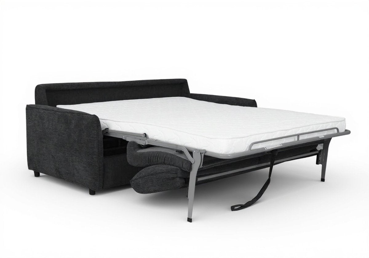 Canapé convertible express 3 places en velours texturé gris foncé CHIARA