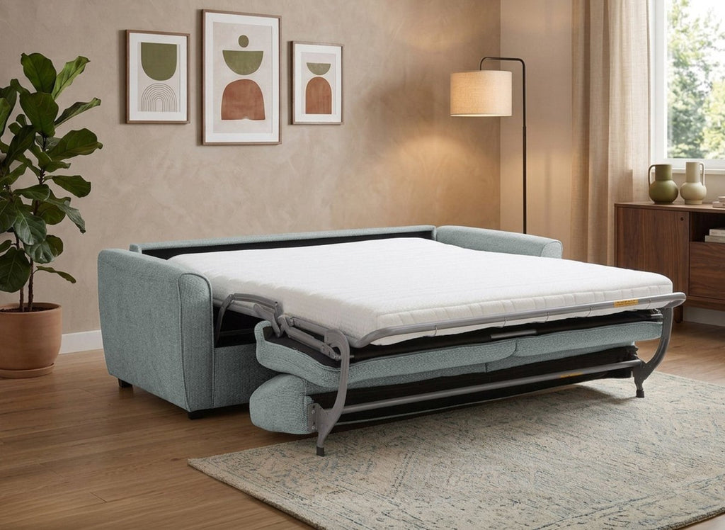 Canapé convertible express 3 places en velours texturé gris KALIANA