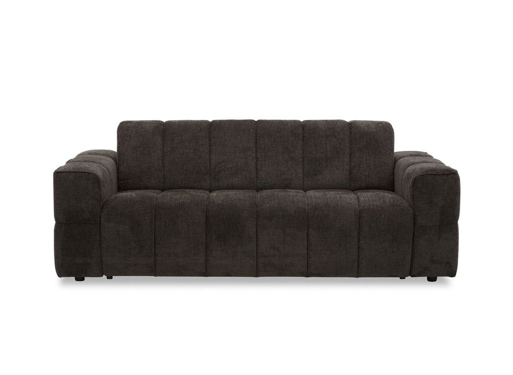 Canapé convertible express 3 places en velours texturé marron BASILE
