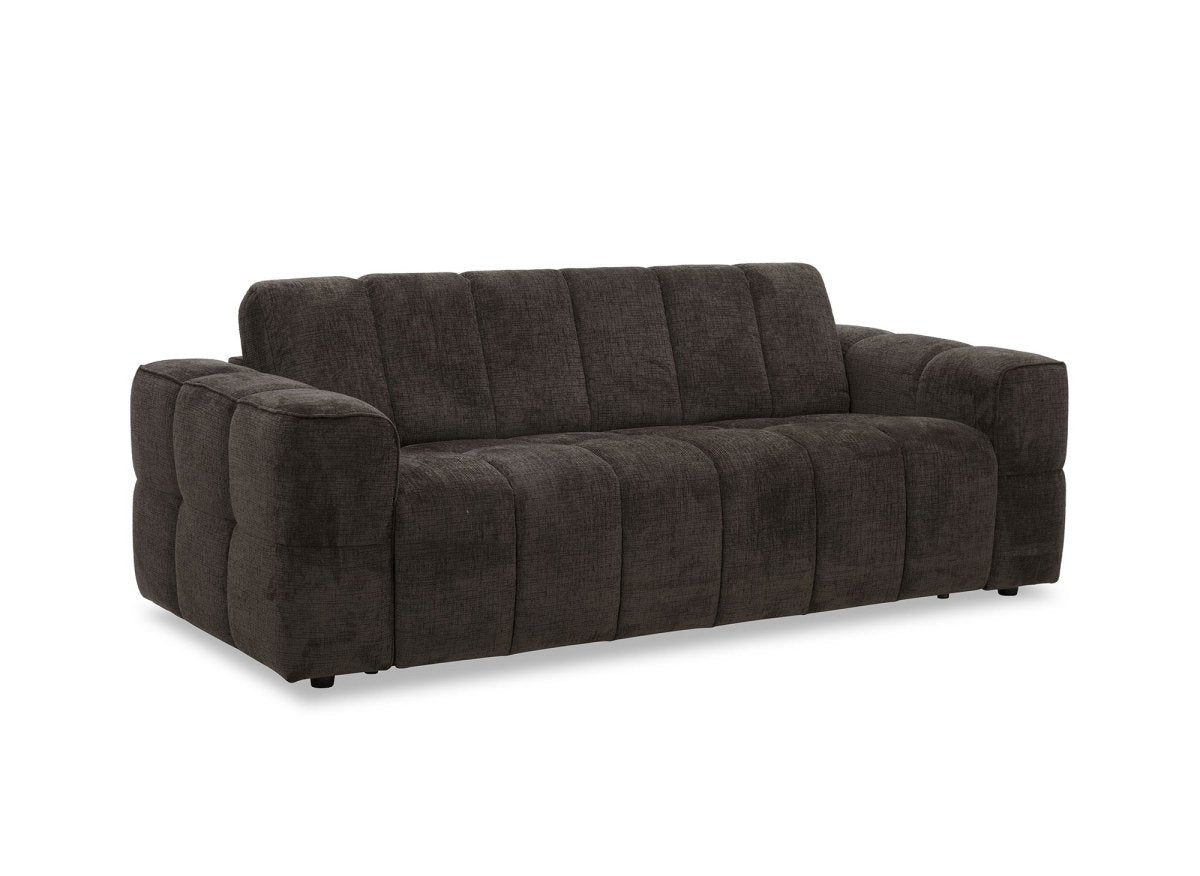 Canapé convertible express 3 places en velours texturé marron BASILE