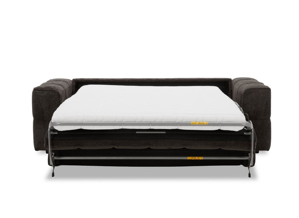 Canapé convertible express 3 places en velours texturé marron BASILE
