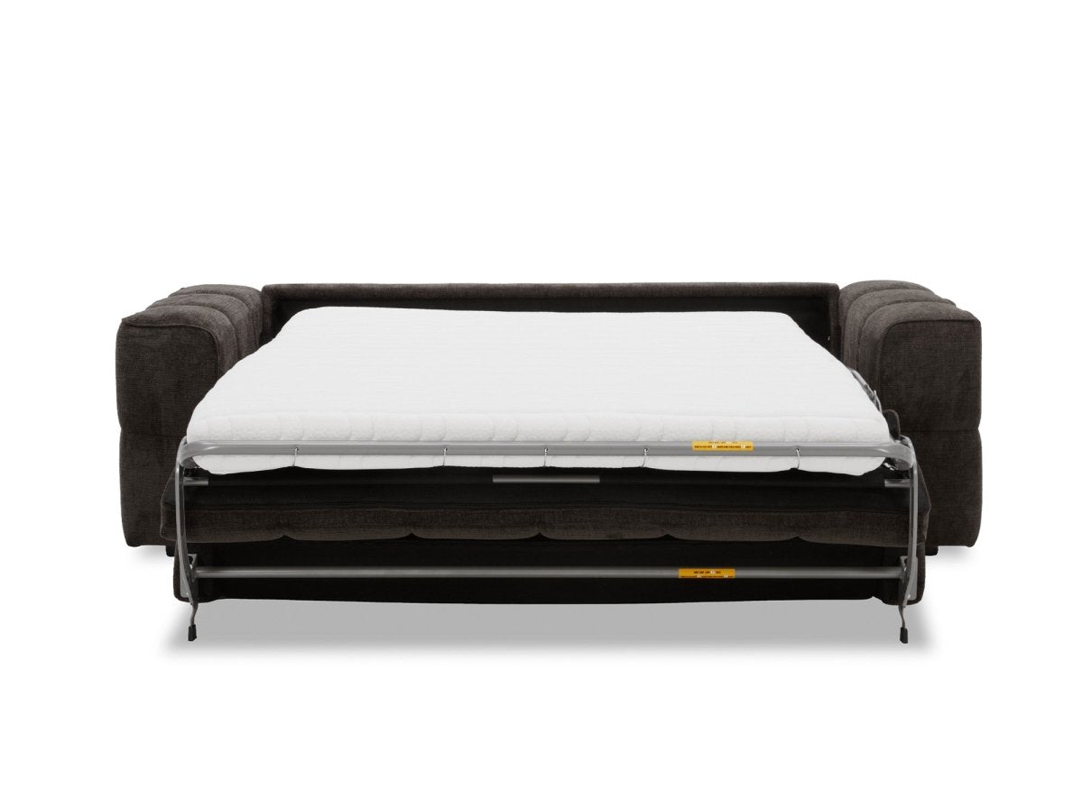 Canapé convertible express 3 places en velours texturé marron BASILE