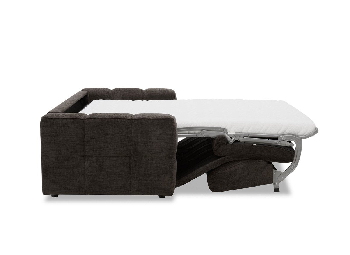 Canapé convertible express 3 places en velours texturé marron BASILE