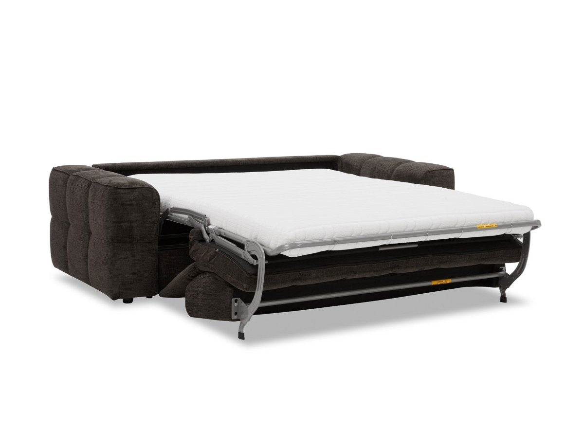 Canapé convertible express 3 places en velours texturé marron BASILE
