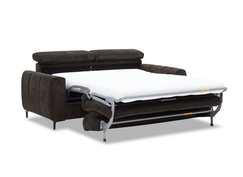 Canapé convertible express 3 places en velours texturé marron CALEB