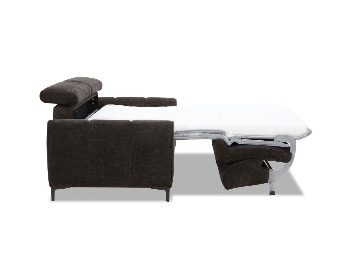 Canapé convertible express 3 places en velours texturé marron CALEB
