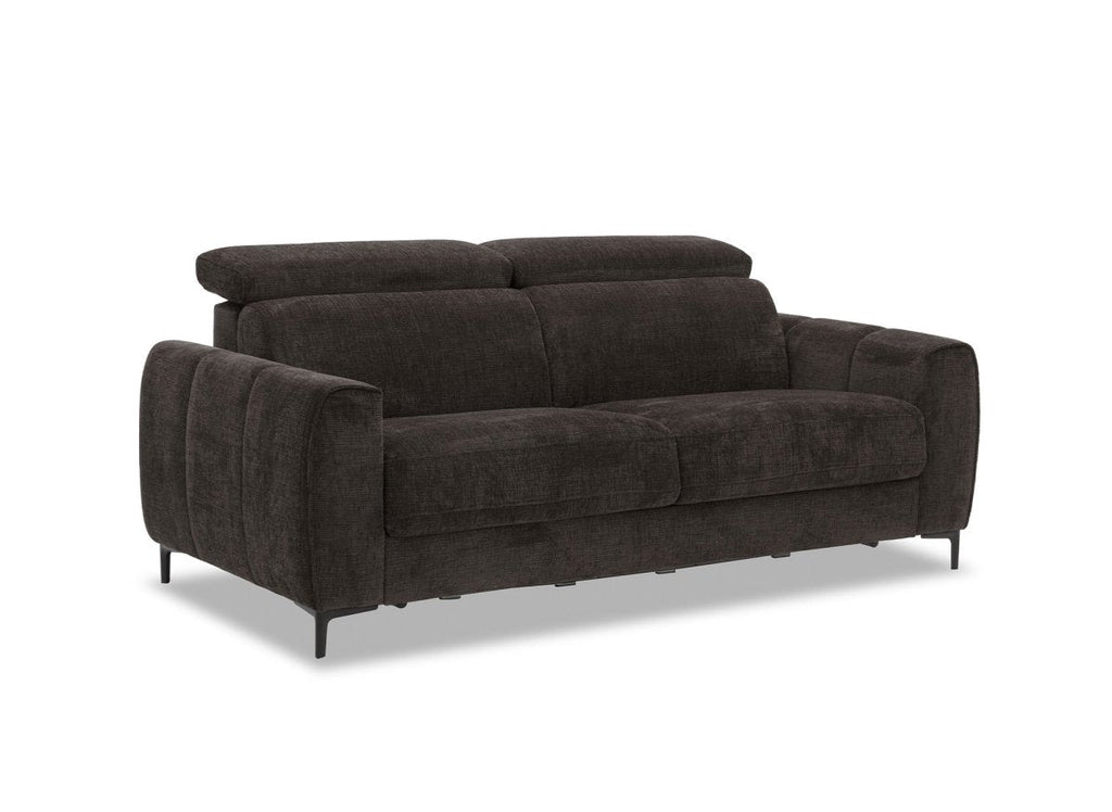 Canapé convertible express 3 places en velours texturé marron CALEB