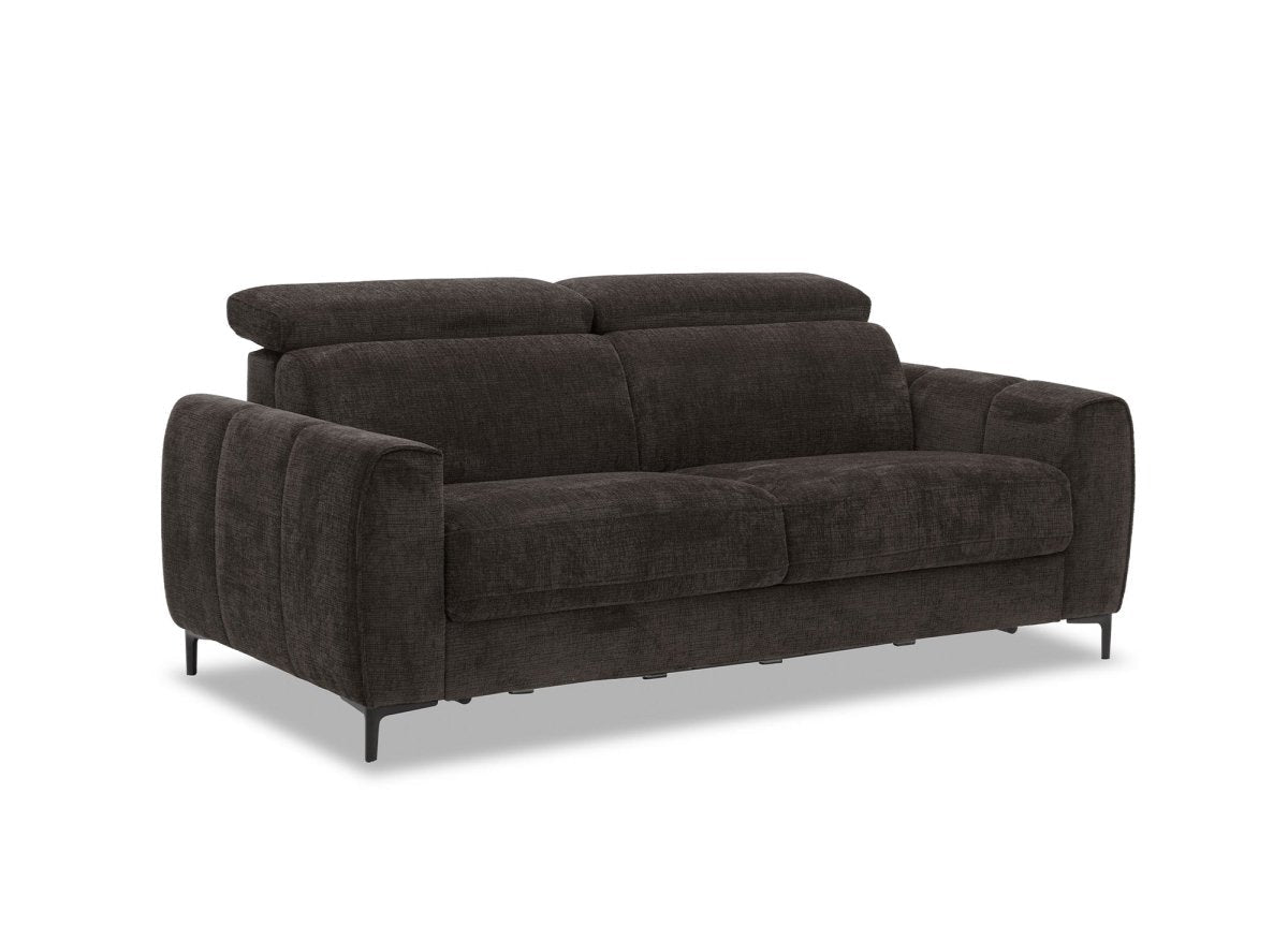 Canapé convertible express 3 places en velours texturé marron CALEB