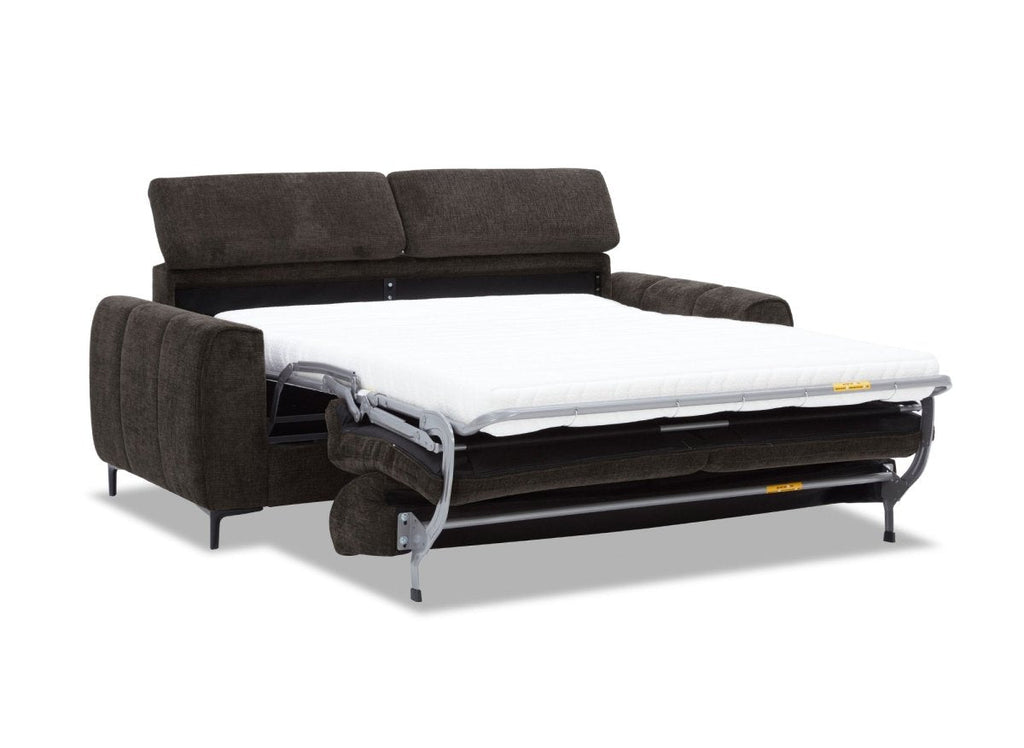 Canapé convertible express 3 places en velours texturé marron CALEB