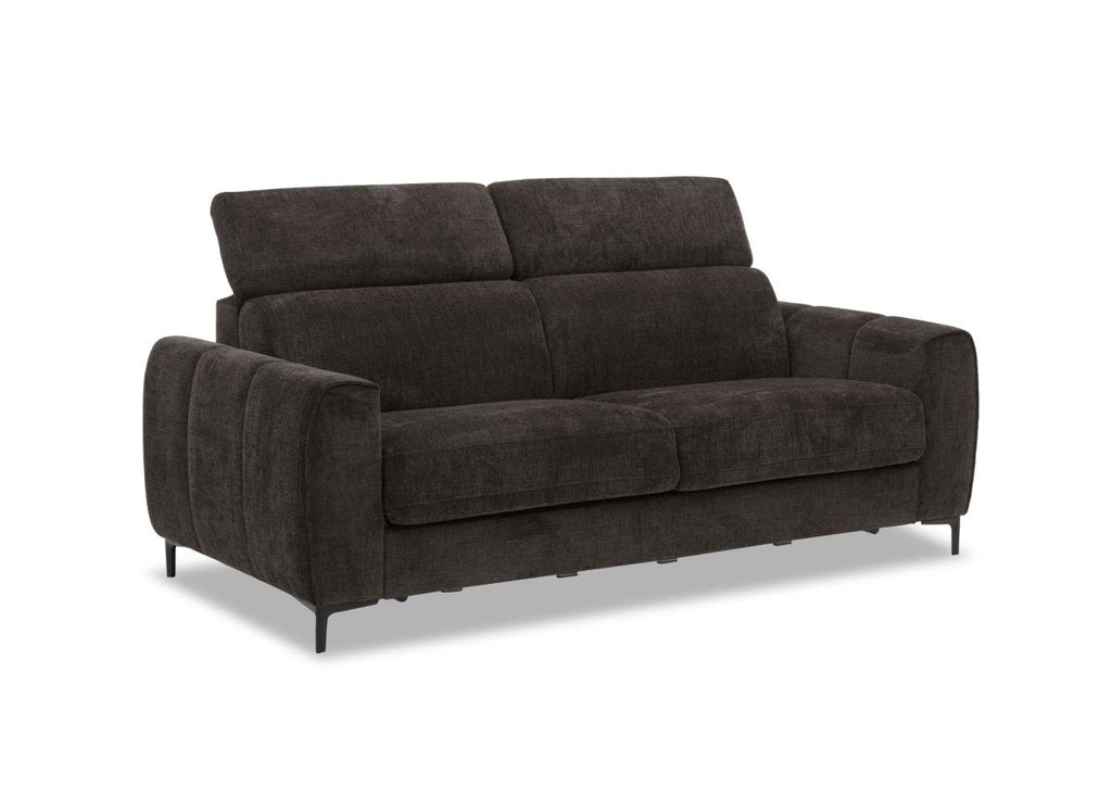 Canapé convertible express 3 places en velours texturé marron CALEB