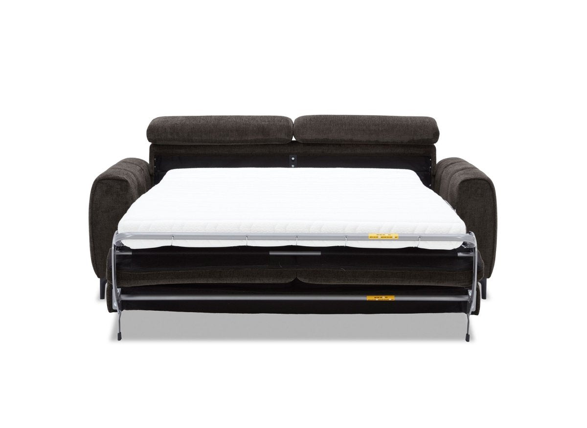 Canapé convertible express 3 places en velours texturé marron CALEB