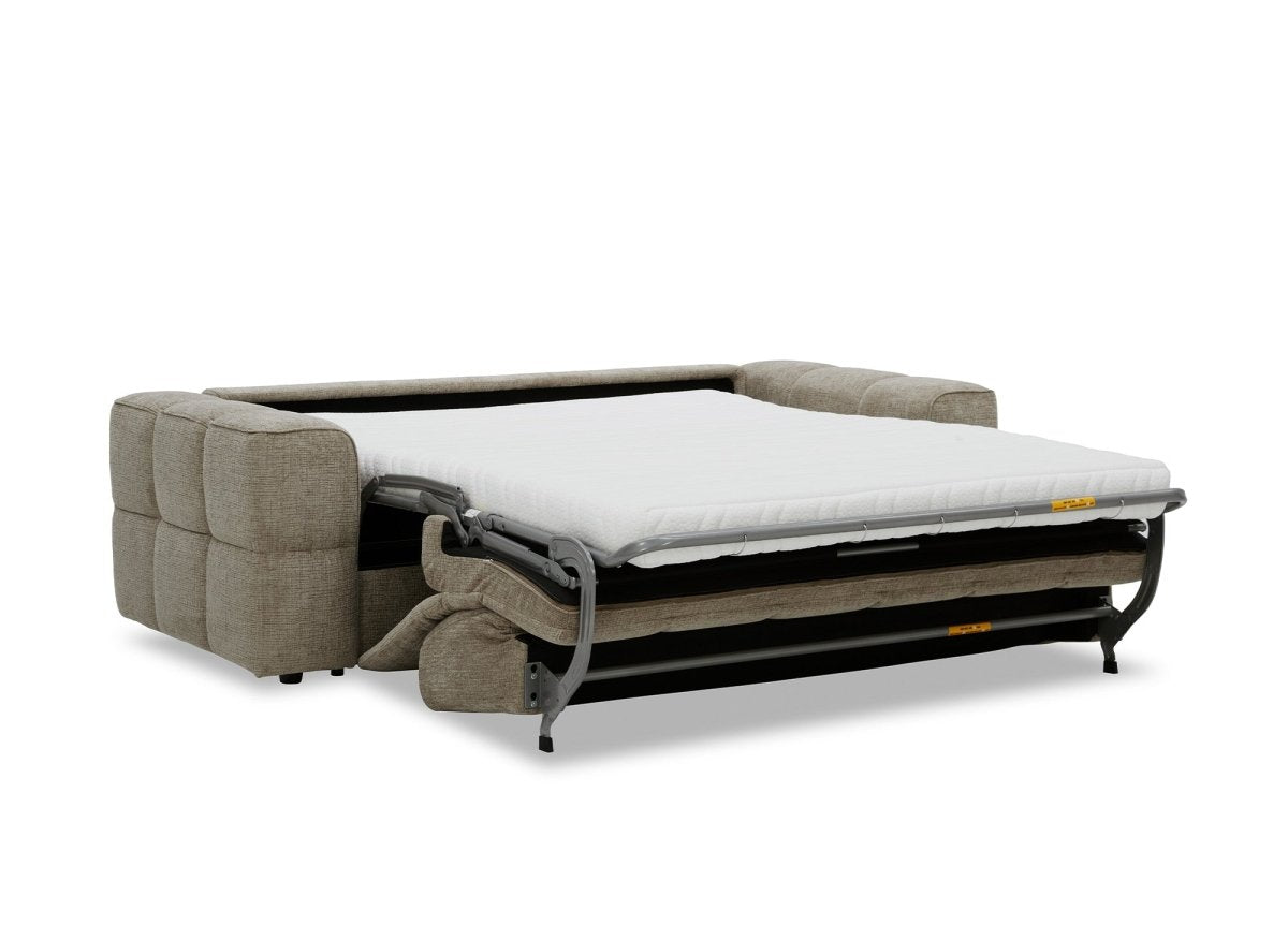 Canapé convertible express 3 places en velours texturé taupe BASILE