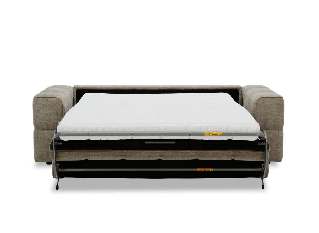 Canapé convertible express 3 places en velours texturé taupe BASILE