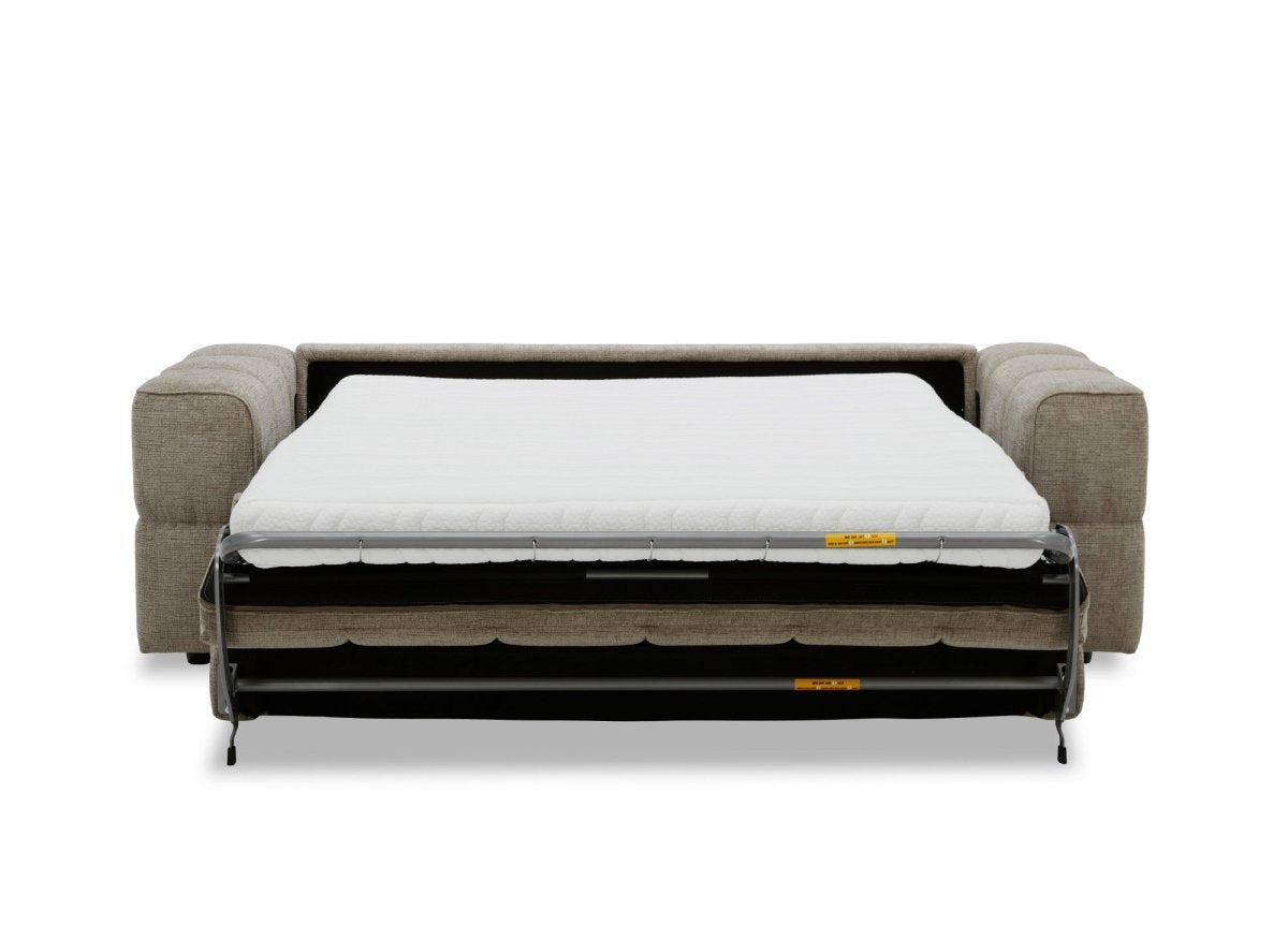 Canapé convertible express 3 places en velours texturé taupe BASILE