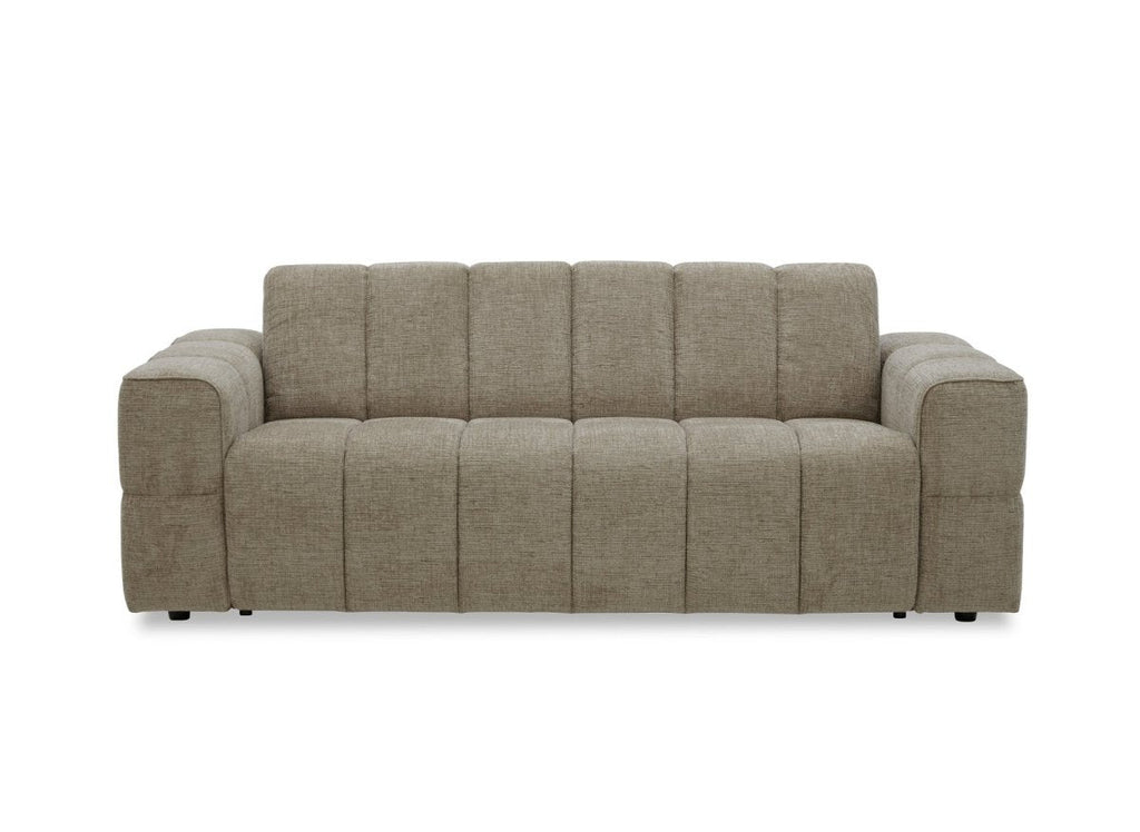 Canapé convertible express 3 places en velours texturé taupe BASILE