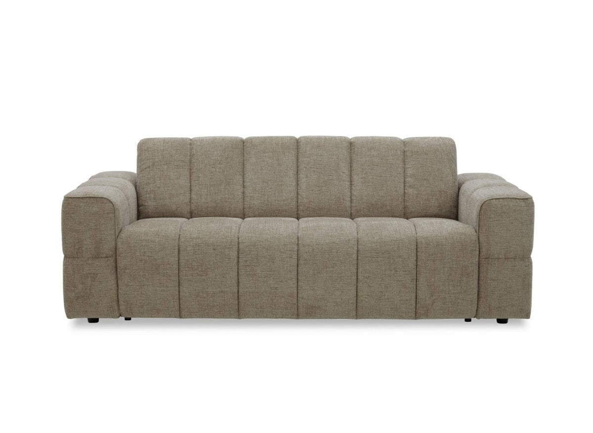 Canapé convertible express 3 places en velours texturé taupe BASILE