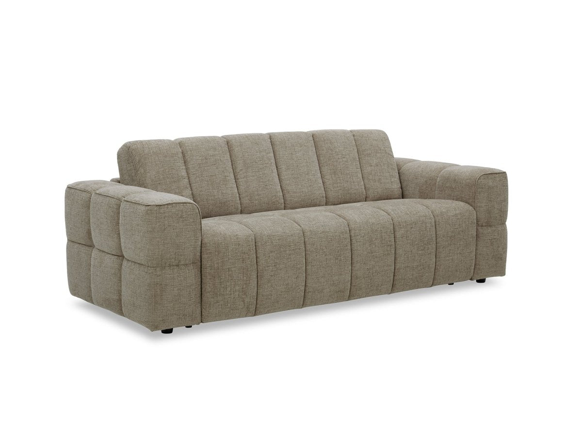 Canapé convertible express 3 places en velours texturé taupe BASILE